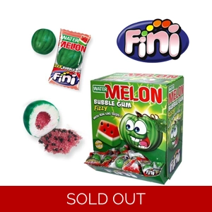Fini Watermelon Fizzy Bubblegums - Melon Bubble Gum Ball Sweets